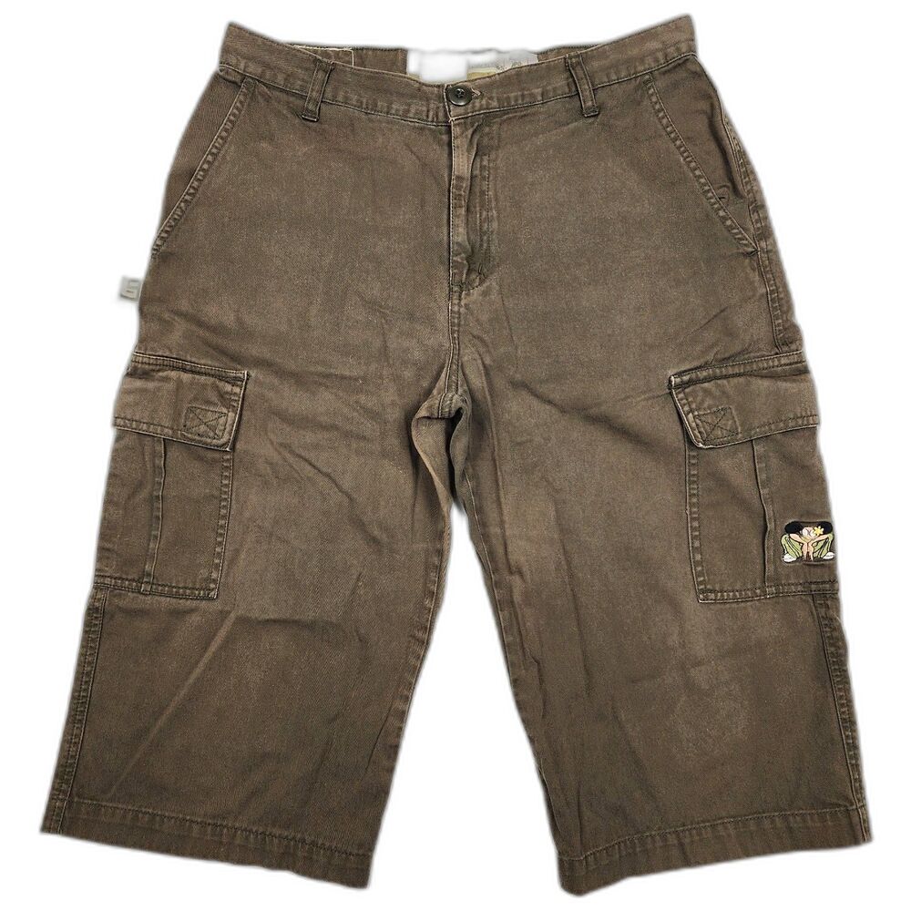 Buggirl RARE Y2K Rave 90s Long Cargo Gray Shorts Size 9